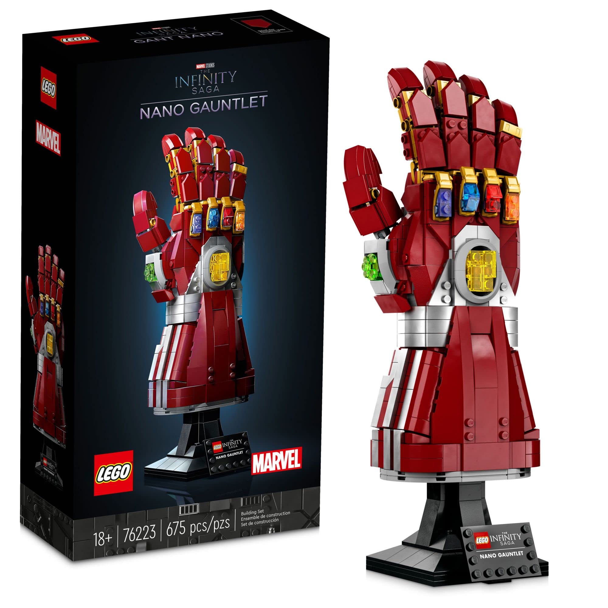 LEGO Marvel Nano Gauntlet 76223 Zestaw do budowania Iron Mana dla dorosłych (680 elementów)