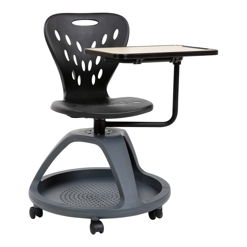 Flash Furniture Mobilne krzesło biurowe z obrotem tabletu o 360 stopni i schowkiem pod siedzeniem