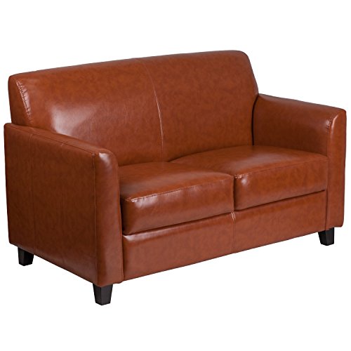Flash Furniture Miękkie podwójne siedzenie ze skóry w kolorze koniaku HERCULES Diplomat