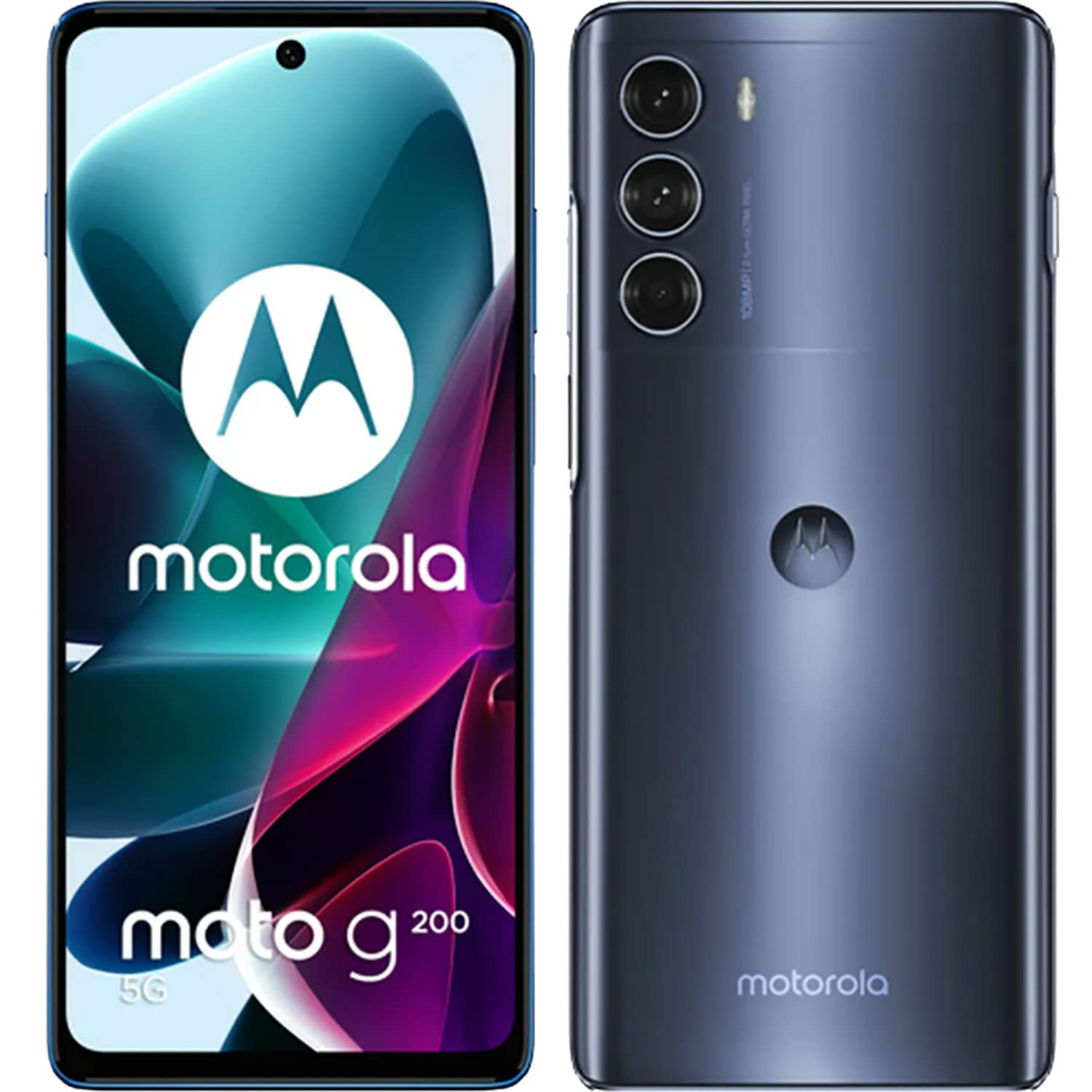 Motorola Moto G200 Dual-SIM 128 GB ROM + 8 GB RAM (tylko GSM | Bez CDMA) Fabrycznie odblokowany smartfon 5G (Stellar Blue) – wersja międzynarodowa