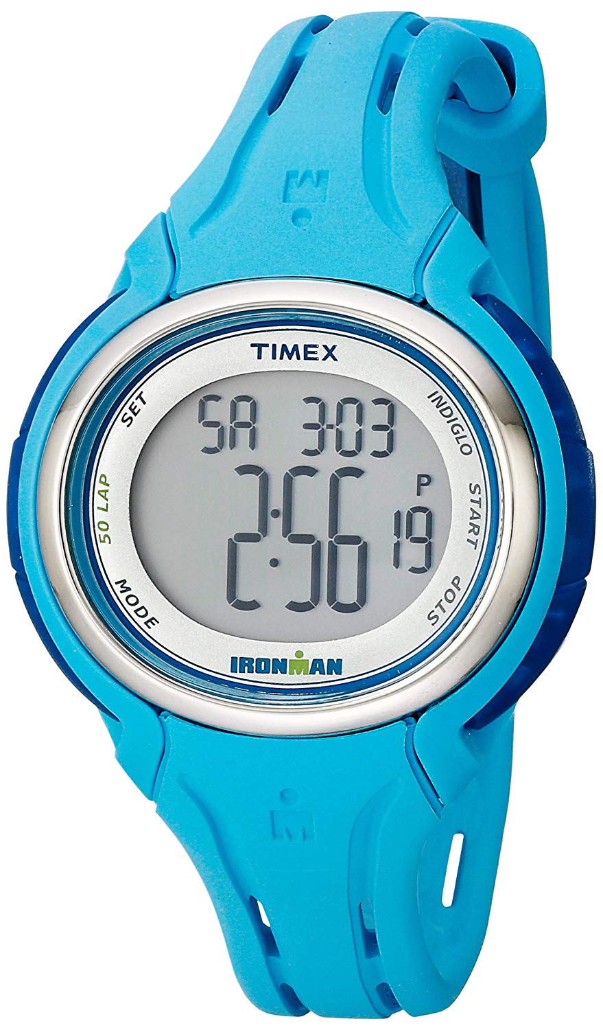 Timex Corporation Damski zegarek Timex TW5K906009J Ironman Sleek 50 Pool w niebieskim kolorze z silikonowym paskiem