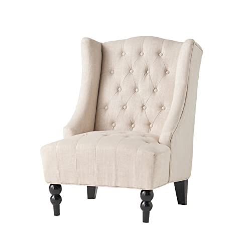 Great Deal Furniture Wysokie krzesło z akcentem materiałowym Clarice Wingback