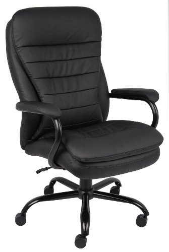 Boss Office Products Wytrzymałe krzesło z podwójną pluszową skórą Plus o udźwigu 350 funtów w kolorze Bomber Brown