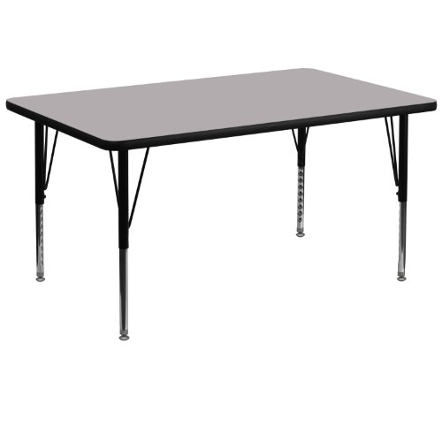Flash Furniture Prostokątny stół do ćwiczeń z szarym blatem z termoutwardzalnego laminatu/nogami dla przedszkolaków z regulacją wysokości
