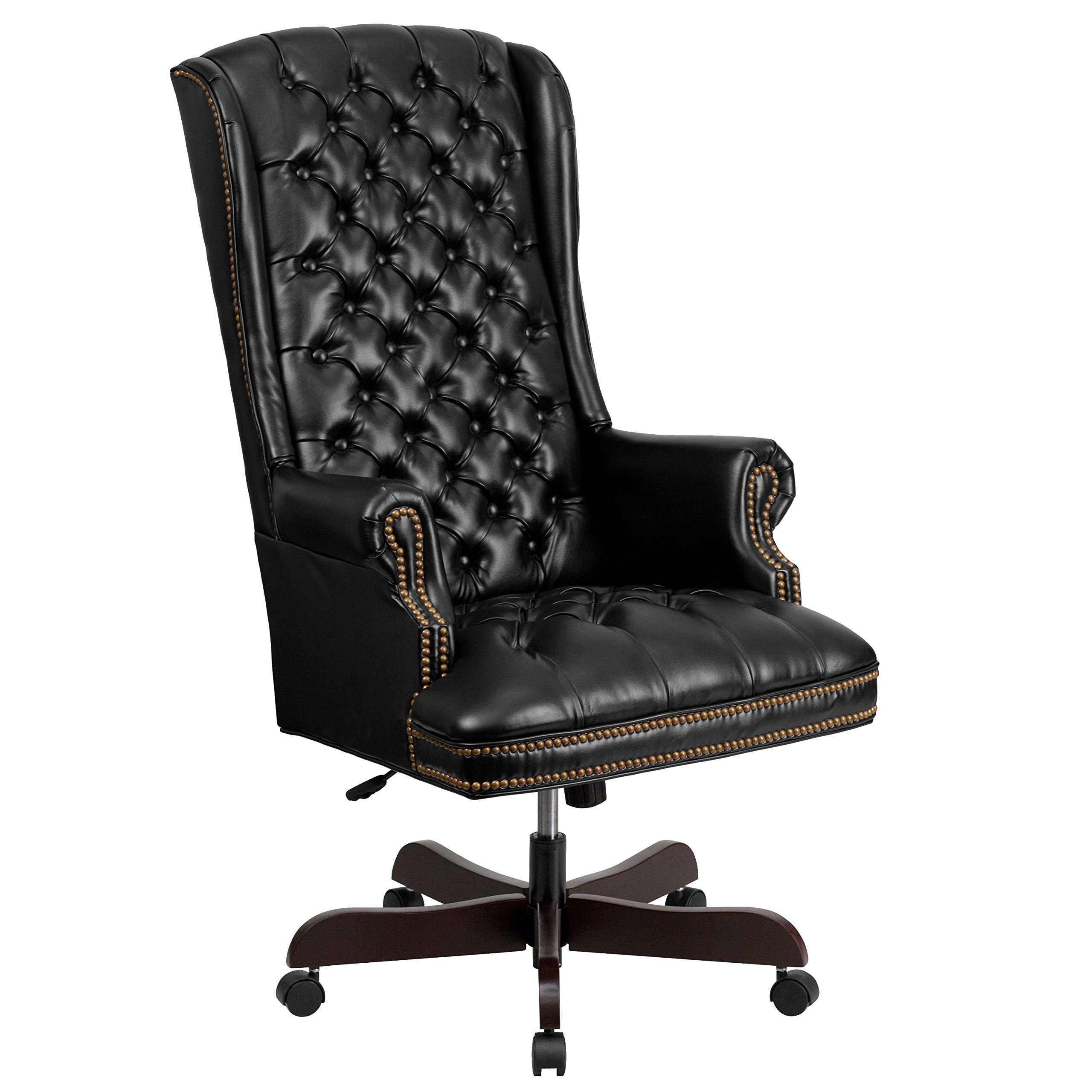 Flash Furniture Tradycyjne krzesło biurowe z pikowanej skóry z wysokim oparciem