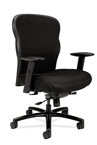 HON Duże i wysokie krzesło wykonawcze Wave Mesh | Pochylenie kolan | Regulowane ramiona | Siedzisko z czarnej tkaniny | Model HVL705