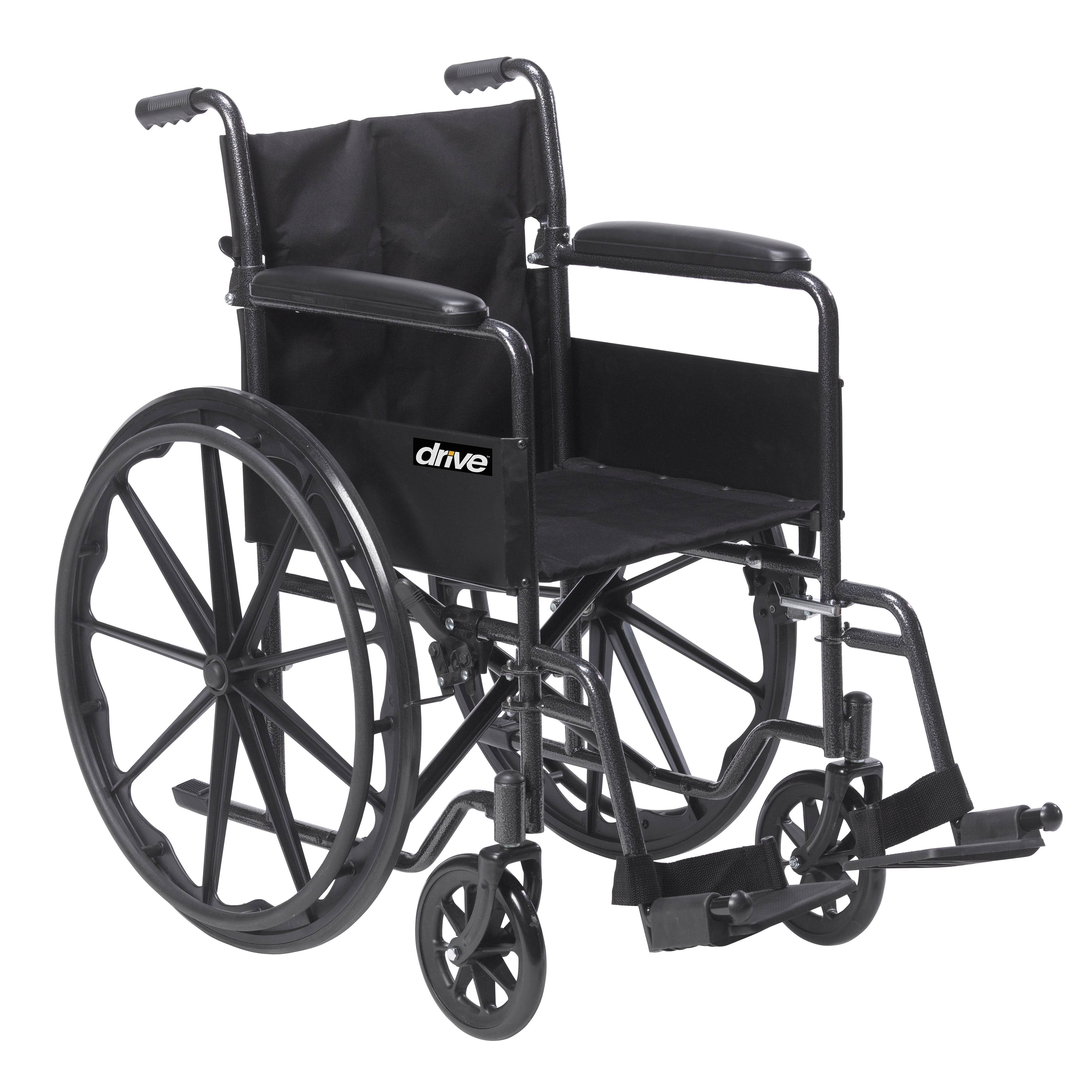 Drive Medical Wózek inwalidzki Silver Sport 1 z pełnymi ramionami i zdejmowanym podnóżkiem