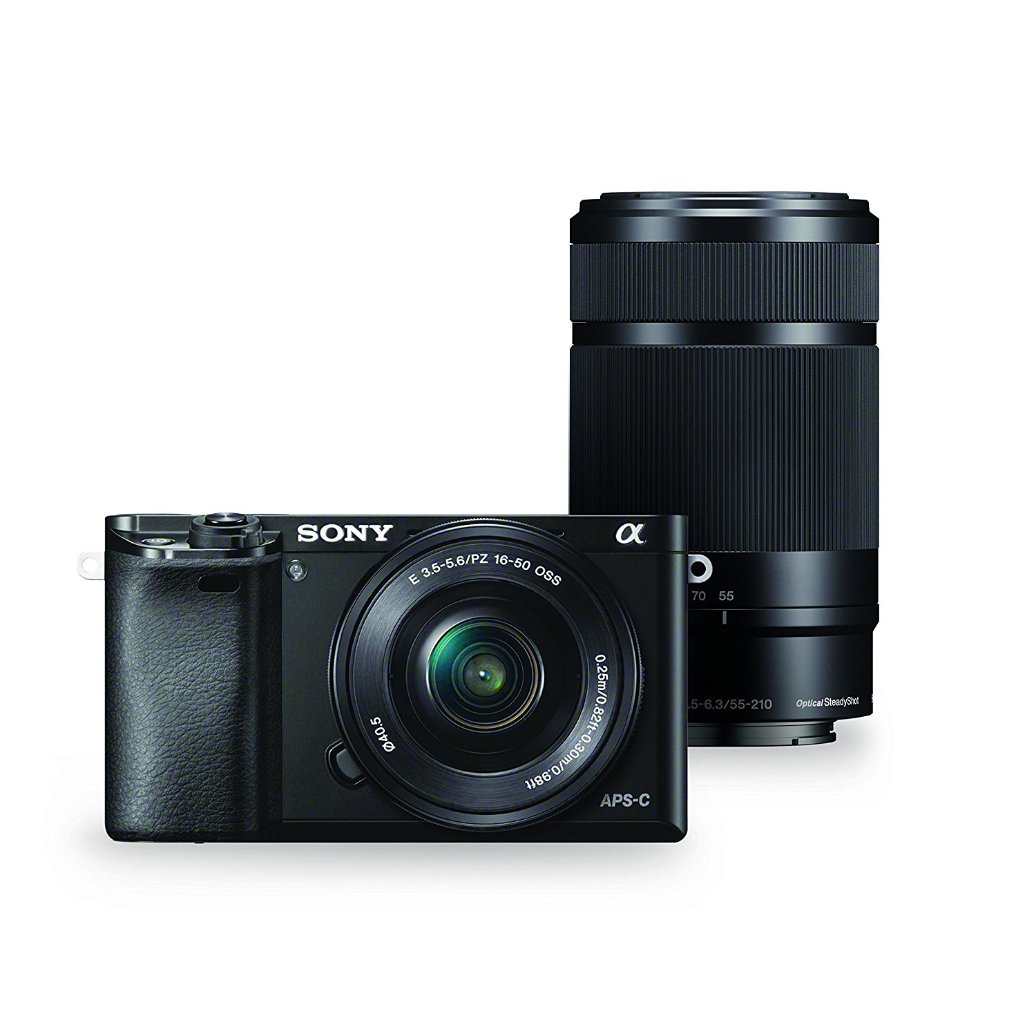 Sony Kamera Alpha a6000 z obiektywami 16–50 mm i 55–210 mm oraz oprogramowaniem do przetwarzania obrazu (grafit)