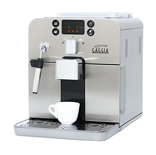 Gaggia Superautomatyczny ekspres do kawy Brera w kolorze srebrnym. Pannarello Różdżka do spieniania napojów Latte i Cappuccino. Espresso z kawy mielonej lub pełnoziarnistej.