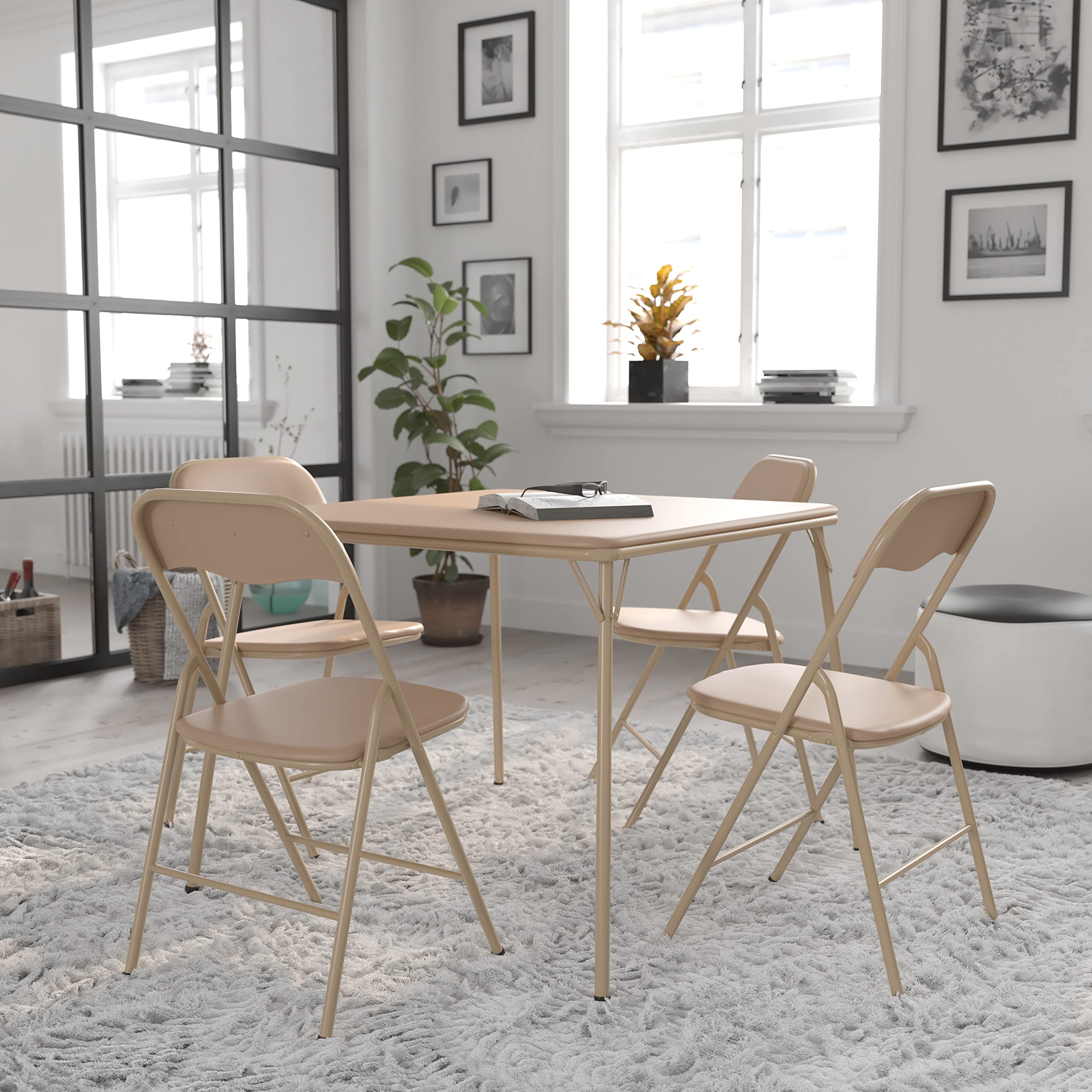 Flash Furniture 5-częściowy brązowy składany stół karciany i krzesła