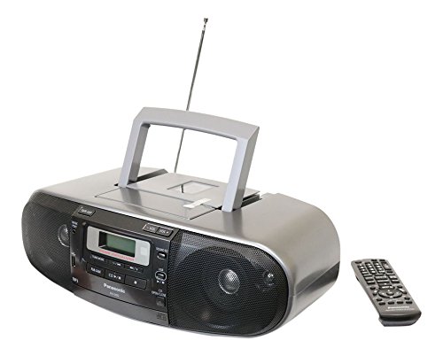 Panasonic RX-D55GC-K Boombox High Power MP3 CD Radio AM/FM Magnetofon kasetowy z USB i portem muzycznym Wysoka jakość dźwięku dzięki 2-drożnemu 4-głośnikowi (czarny)