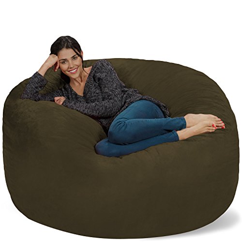 GT Ventures -- DROPSHIP Fotel Chill Sack: Giant 5' Meble z pianki Memory Foam Bag - Duża sofa z miękkim pokryciem z mikrofibry - Oliwkowy