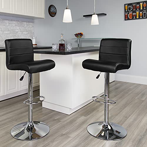 Flash Furniture Współczesny stołek barowy o regulowanej wysokości z chromowaną podstawą