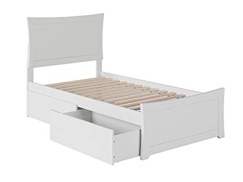 Atlantic Furniture AR9036111 Łóżko na platformie Metro z pasującym podnóżkiem i 2 szufladami łóżka miejskiego