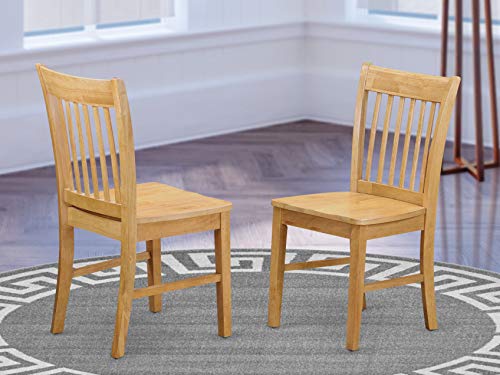  East West Furniture -- DROPSHIP East West Furniture NFC-OAK-W Krzesła do jadalni Norfolk z połowy stulecia - drewniane siedzisko i dębowa rama z litego drewna nowoczesny zestaw 2 krzeseł do jadalni...