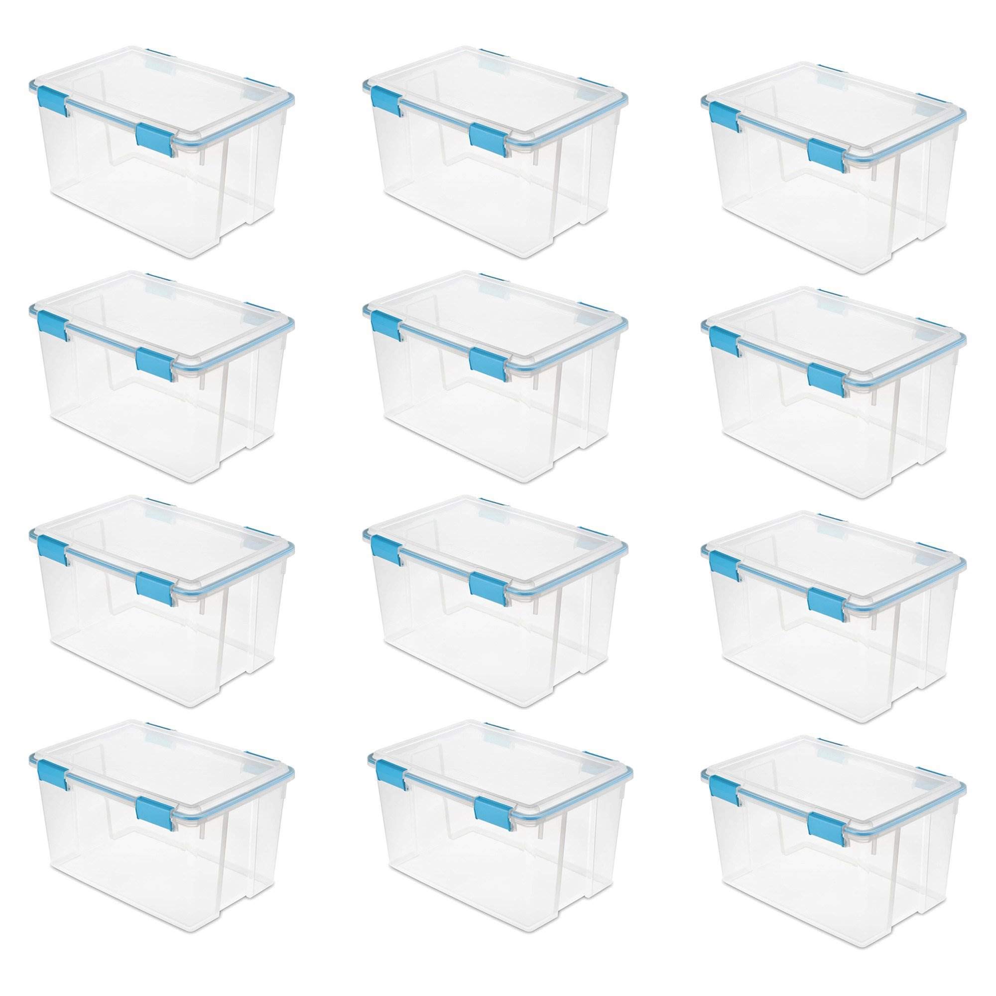 Sterilite Pudełko do przechowywania z przezroczystego plastiku o pojemności 54 litrów z zatrzaskową pokrywą (12 szt.)