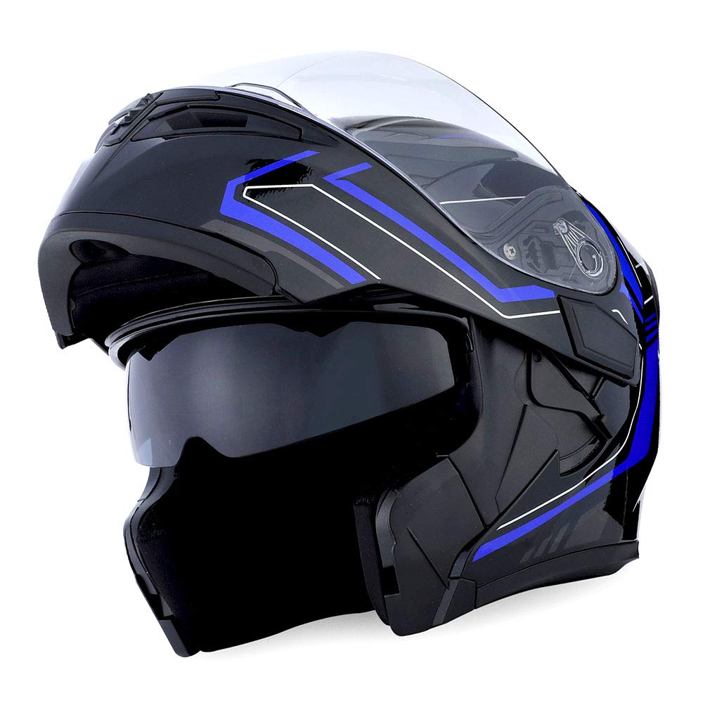 1Storm Modułowy kask motocyklowy integralny z podnoszonym podwójnym wizjerem. Wewnętrzna osłona przeciwsłoneczna: HB89