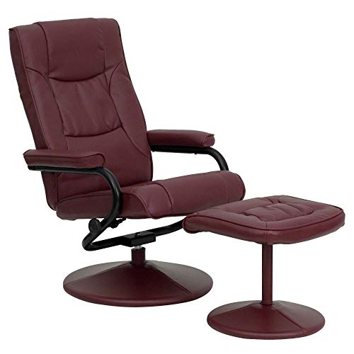 Flash Furniture Współczesny wielopozycyjny fotel rozkładany i otomana z owiniętą podstawą w kolorze bordowym LeatherSoft