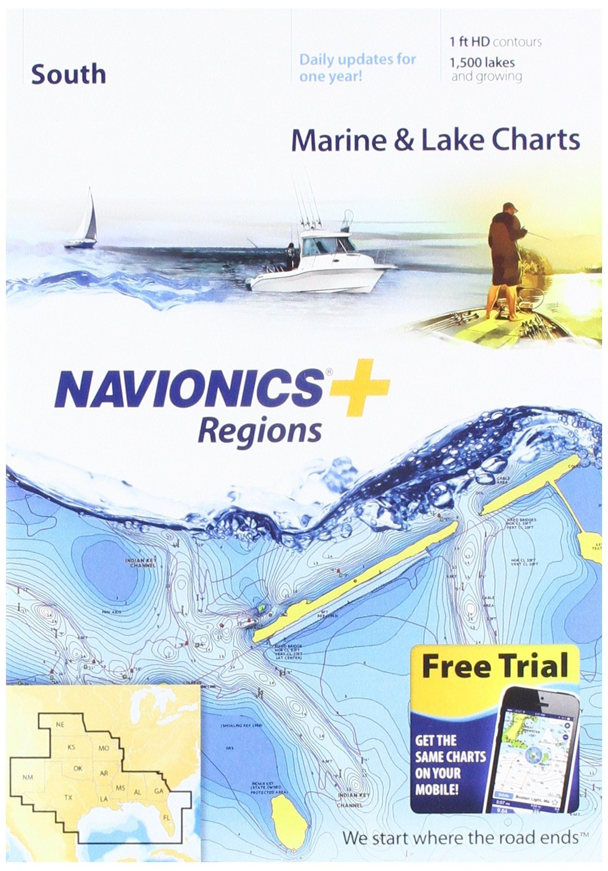 Navionics Plus mapy regionów South Marine i Lake w formacie SD/MSD