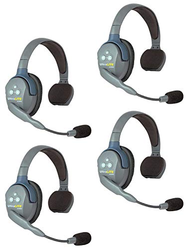 EARTEC Bezprzewodowa komunikacja za pomocą zestawu słuchawkowego UL4S UltraLITE w trybie pełnego dupleksu dla 4 użytkowników — 4 zestawy słuchawkowe na jedno ucho