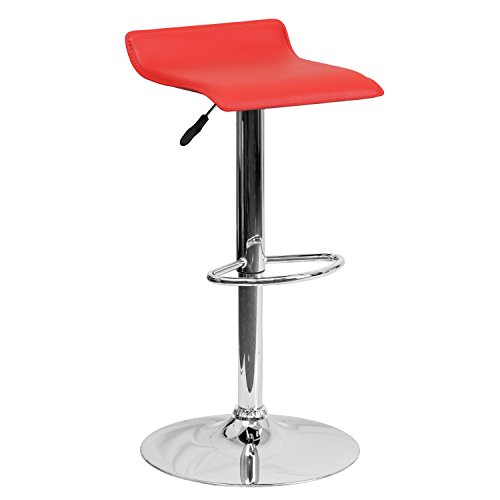 Flash Furniture Współczesny czarny stołek barowy z regulacją wysokości i chromowaną podstawą