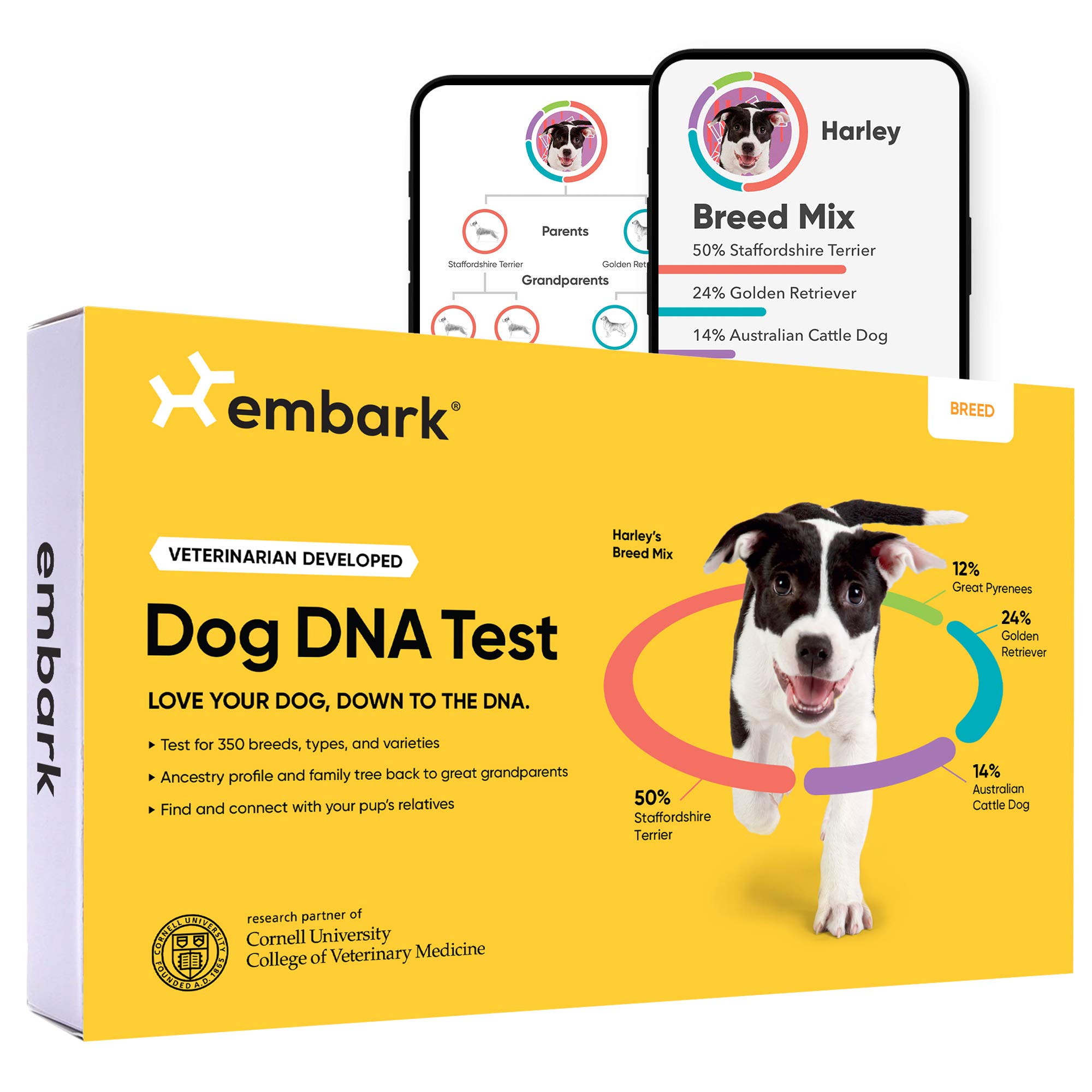 Embark Zestaw do identyfikacji rasy | Najdokładniejszy test DNA psa | Przetestuj ponad 350 ras psów | Zestaw do identyfikacji rasy z pochodzeniem i drzewem genealogicznym