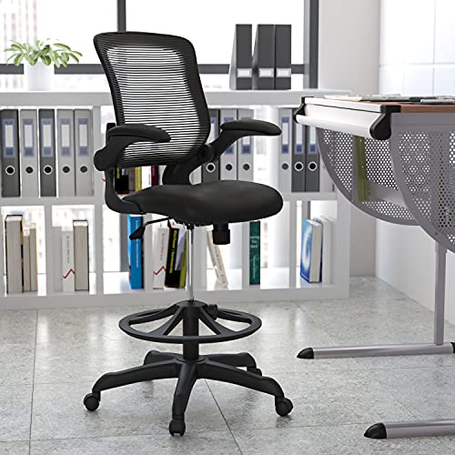 Flash Furniture Ergonomiczne krzesło biurowe obrotowe z czarną siatką i środkowym oparciem