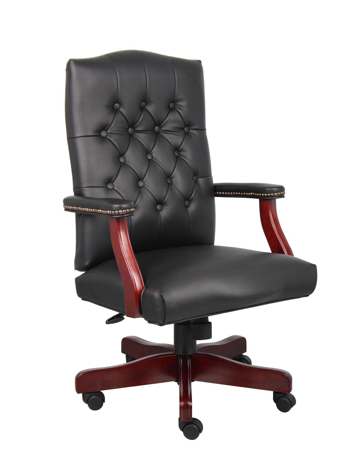 Boss Office Products Produkty biurowe Klasyczne krzesło Executive Caressoft z mahoniowym wykończeniem w kolorze czarnym