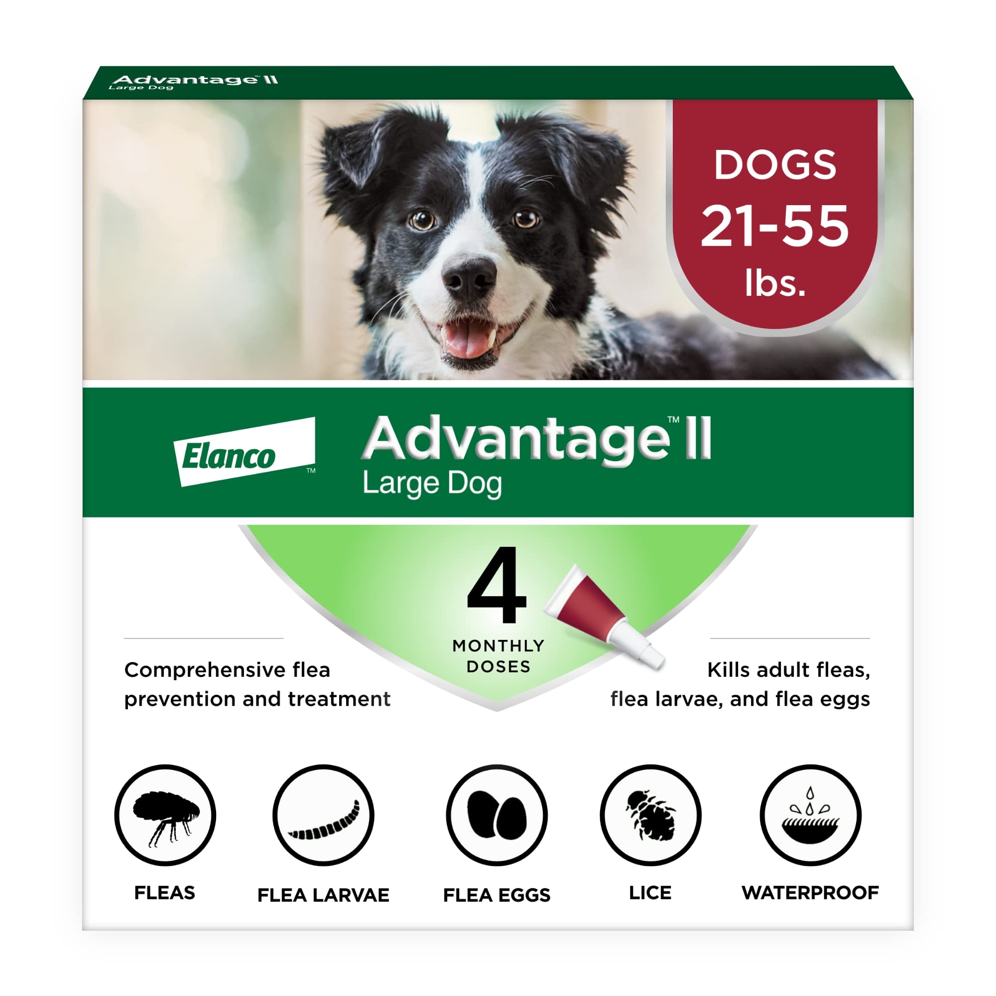 Advantage II Zapobieganie i leczenie pcheł dla dużych psów (21-55 funtów)