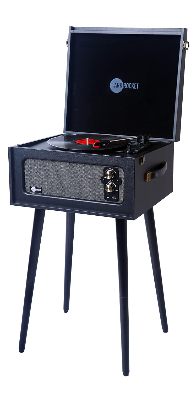 arkrocket 3-biegowy gramofon Bluetooth w stylu retro z wbudowanymi głośnikami i zdejmowanymi nogami