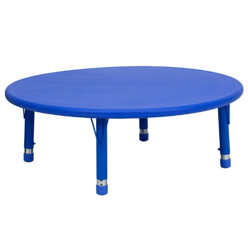 Flash Furniture Niebieski plastikowy stół do ćwiczeń o średnicy 45 cali i regulowanej wysokości