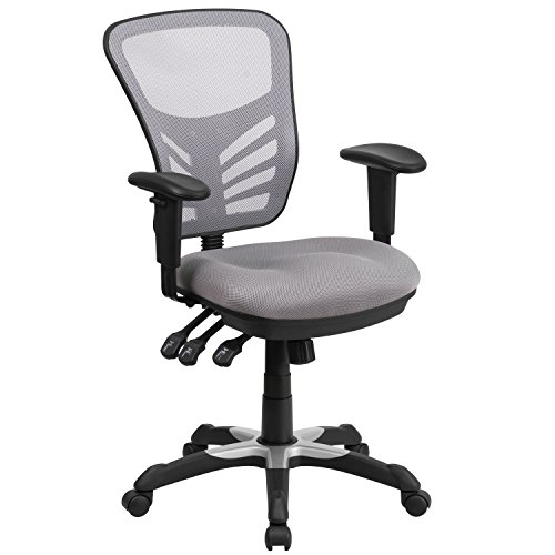 Flash Furniture Szare siateczkowe krzesło ze środkowym ...