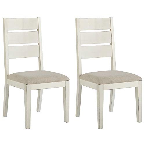 Signature Design by Ashley - Krzesło boczne tapicerowane Grindleburg Dining - Zestaw 2 sztuk - Styl swobodny - Biały/Jasnobrązowy