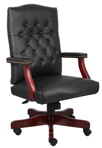 Boss Office Products Klasyczne krzesło Executive Caressoft z mahoniowym wykończeniem