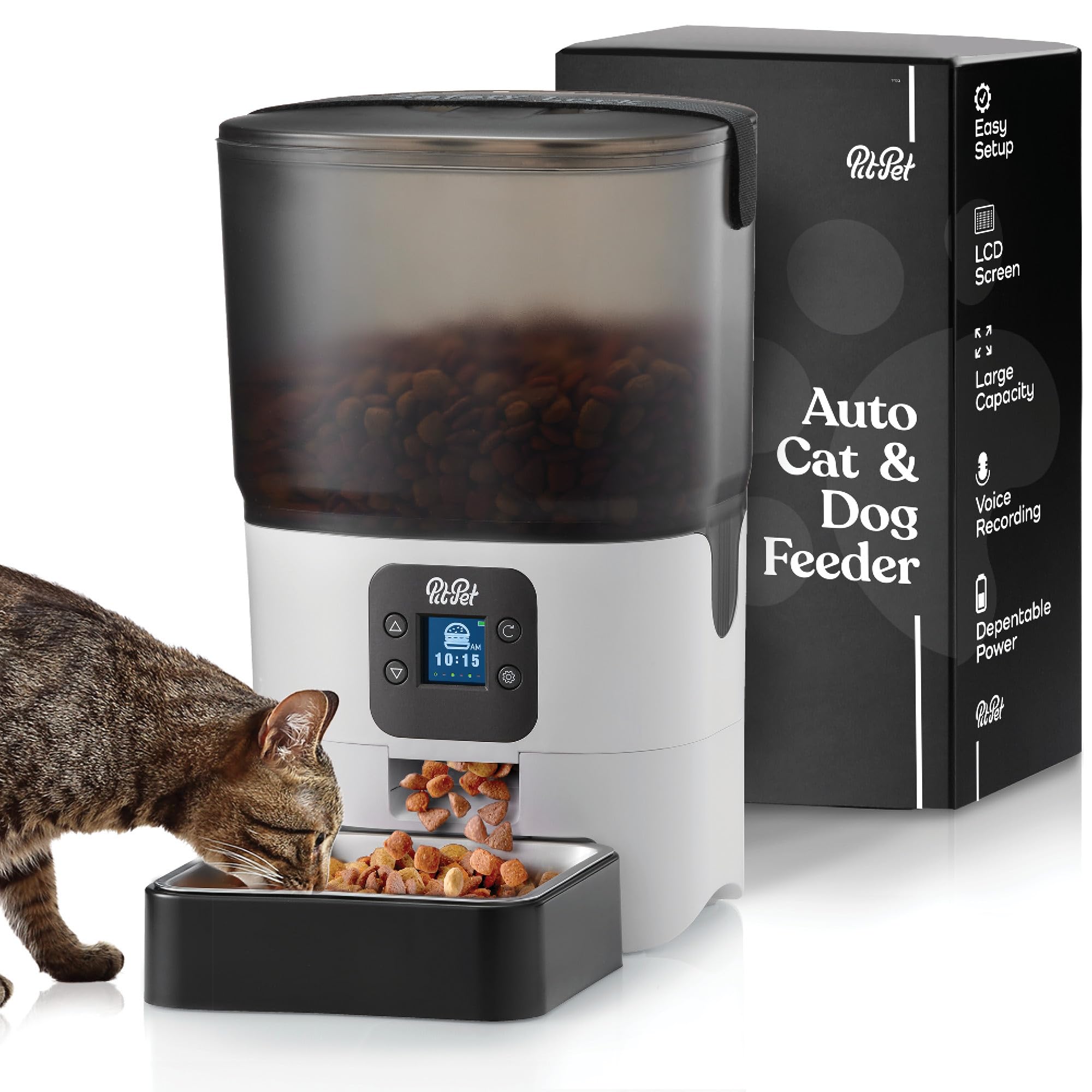 PitPet Smart Automatic Cat Feeder - 6-L Reliable Automa...