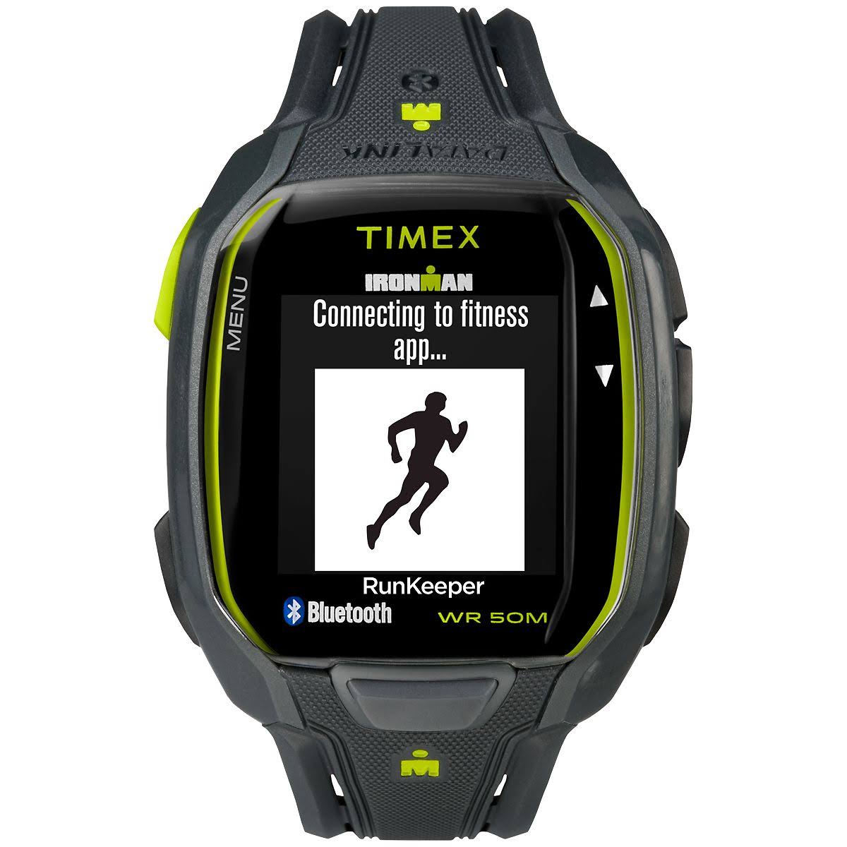 Timex Corporation (Sports) Męski zegarek Timex TW5K84500 Ironman Run x50+ z paskiem z żywicy węglowej/limonkowej