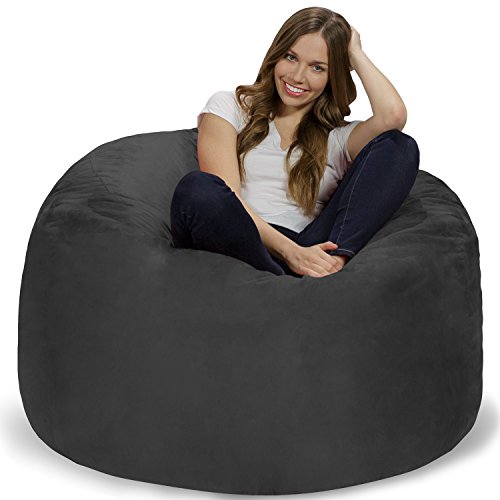 GT Ventures -- DROPSHIP Krzesło Chill Sack: Giant 4' Meble z pianki Memory Foam Bag - Duża sofa z miękkim pokryciem z mikrofibry - Węgiel drzewny