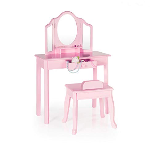 Guidecraft Szafka i stołek – różowy: Drewniany stół dla...