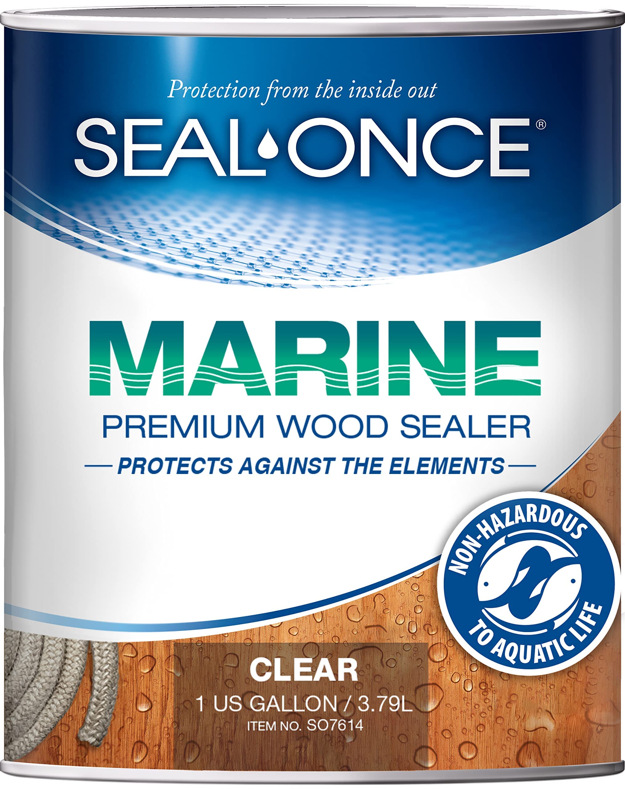 Seal-Once Marine Premium Wood Sealer - wodoodporny uszczelniacz - bejca i uszczelniacz do drewna w jednym - 1 galon i przezroczysty