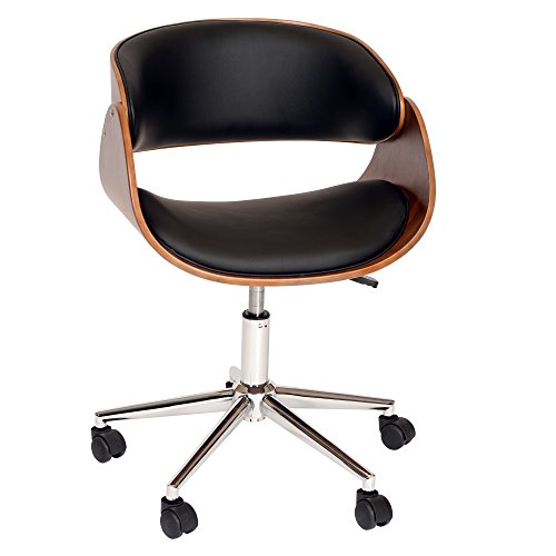 Armen Living Krzesło biurowe Julian z czarnej sztucznej skóry i chromowanego wykończenia